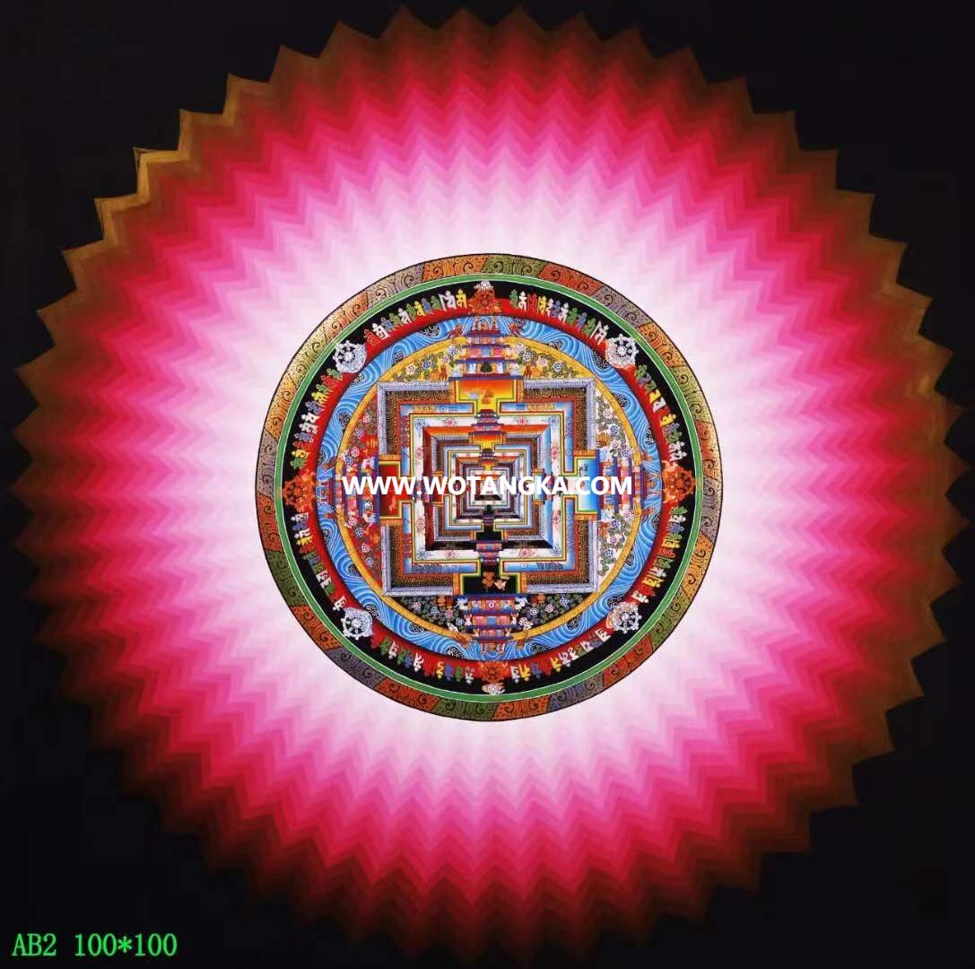 编号138-716328：彩绘唐卡-时轮金刚坛城（100*100CM左右）