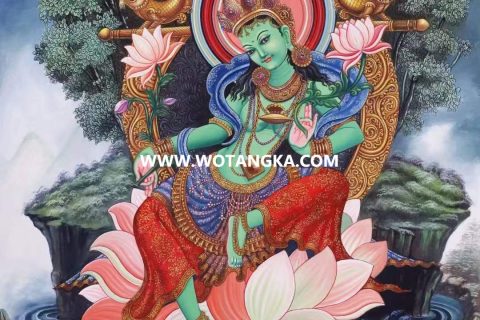 编号138-738541：彩绘唐卡-绿度母（72*53CM左右）