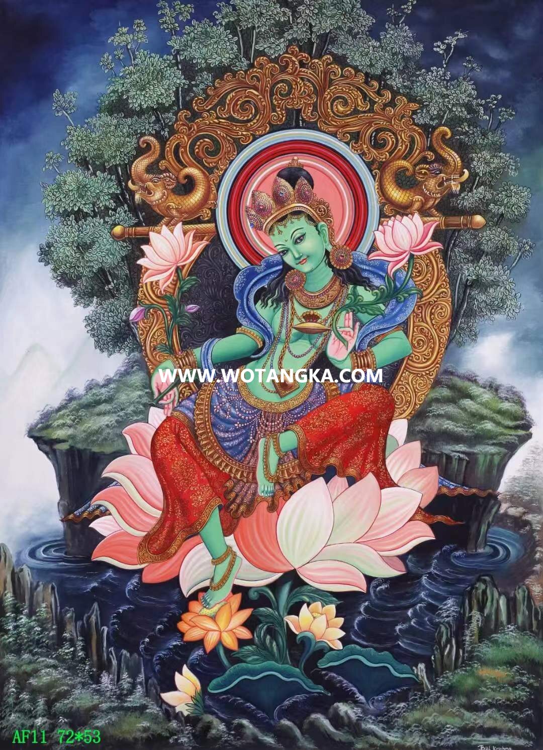 编号138-738541：彩绘唐卡-绿度母（72*53CM左右）