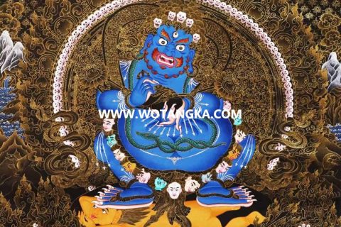 编号138-752239：黑金唐卡-宝帐护法（75*54CM左右）