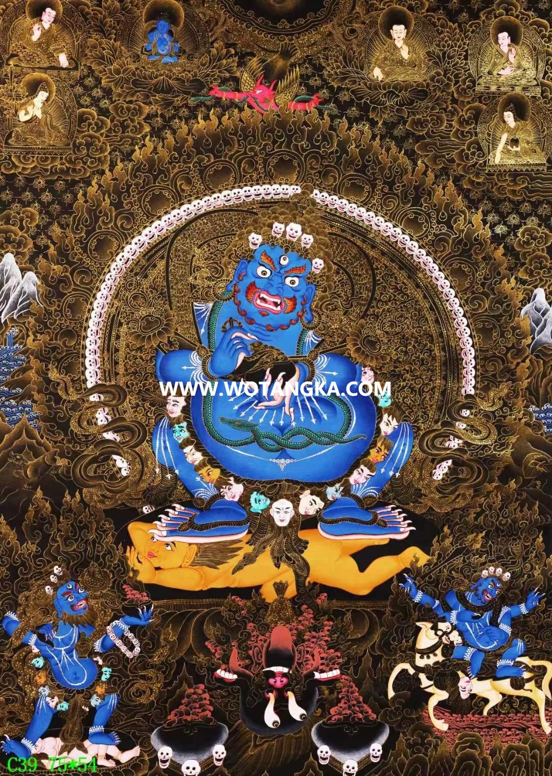 编号138-752239：黑金唐卡-宝帐护法（75*54CM左右）