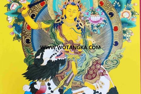 编号138-817934：彩绘唐卡-文殊菩萨·五部文殊（75*52CM左右）