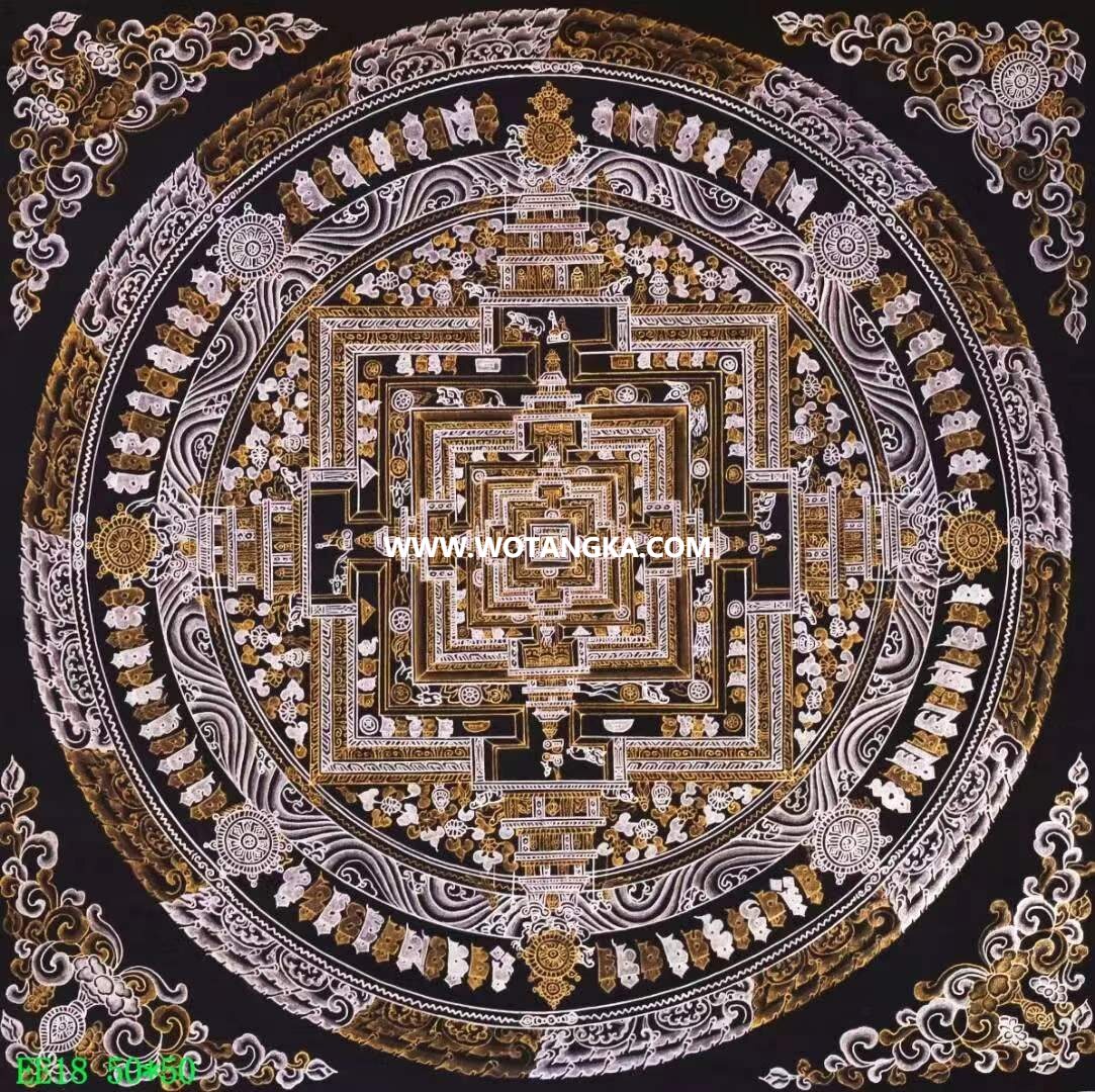 编号138-836492：黑金唐卡-时轮金刚坛城（50*50CM左右）