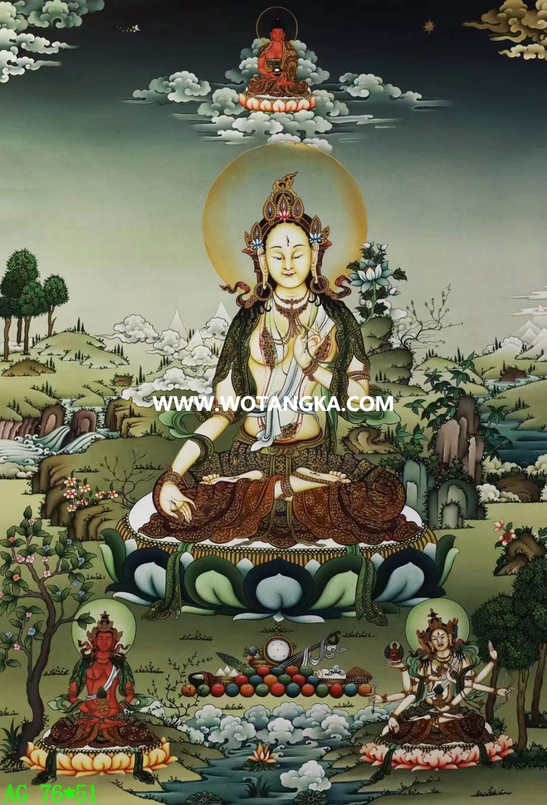 编号138-857163：嘎玛嘎赤-白度母·长寿三尊（76*51CM左右）