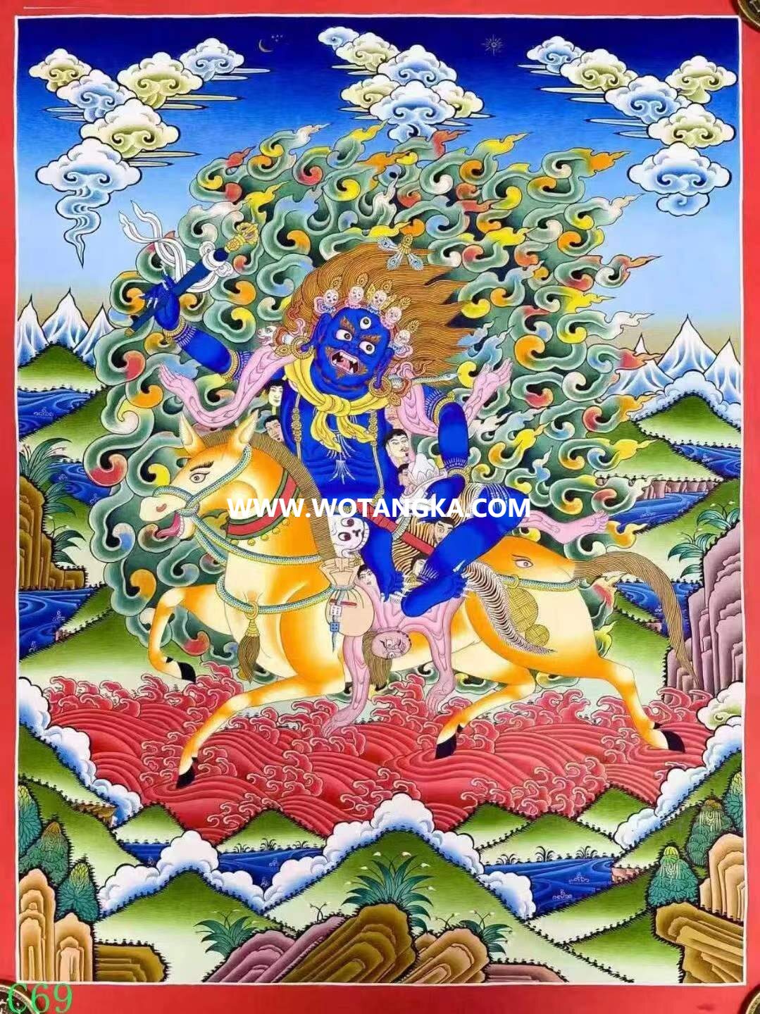 编号138-916528：彩绘唐卡-吉祥天母（60*45CM左右）