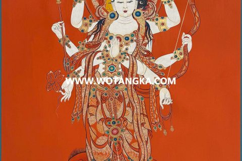 编号189-628915：红金唐卡-光明佛母·摩利支天（30*20CM左右）