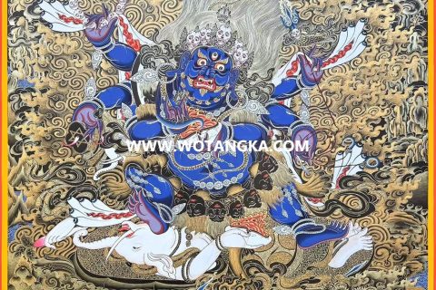 编号189-724586：黑金唐卡-六臂玛哈嘎拉（80*60CM左右）