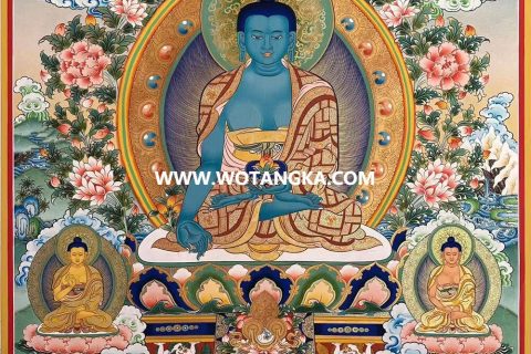 编号189-739258：彩绘唐卡-药师佛·药师七佛（100*70CM左右）