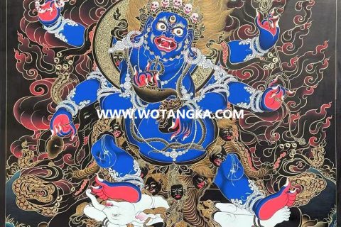 编号189-741856：黑金唐卡-六臂玛哈嘎拉（60*45CM左右）