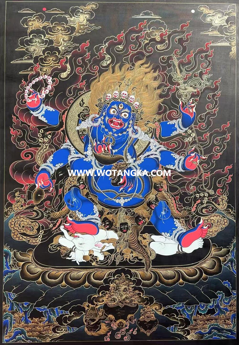 编号189-741856：黑金唐卡-六臂玛哈嘎拉（60*45CM左右）