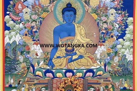 编号189-749286：彩绘唐卡-药师佛（100*70CM左右）