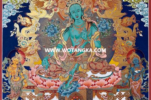 编号189-823657：彩绘唐卡-绿度母（80*60CM左右）