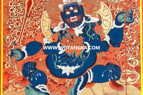 编号189-841357：红金唐卡-四臂玛哈嘎拉（80*60CM左右）