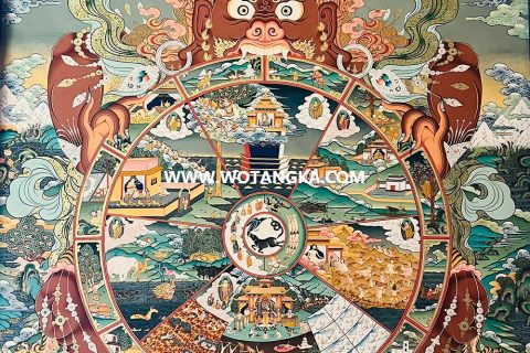 编号189-841475：彩绘唐卡-六道轮回图（120*100CM左右）