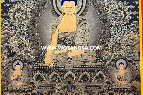 编号189-841562：黑金唐卡-释迦牟尼佛（100*70CM左右）