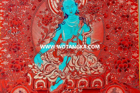 编号189-841652：红金唐卡-绿度母（80*60CM左右）