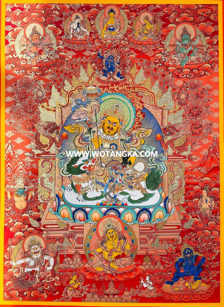 编号189-841673：红金唐卡-财宝天王· 五方财神（100*70CM左右）