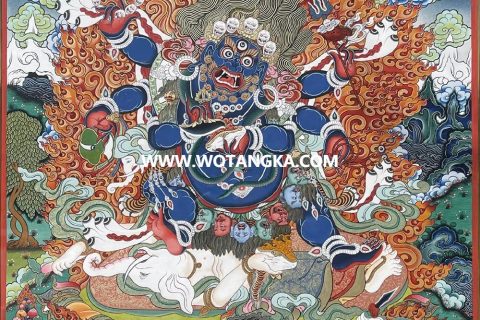 编号189-852967：彩绘唐卡-六臂玛哈嘎拉（100*70CM左右）