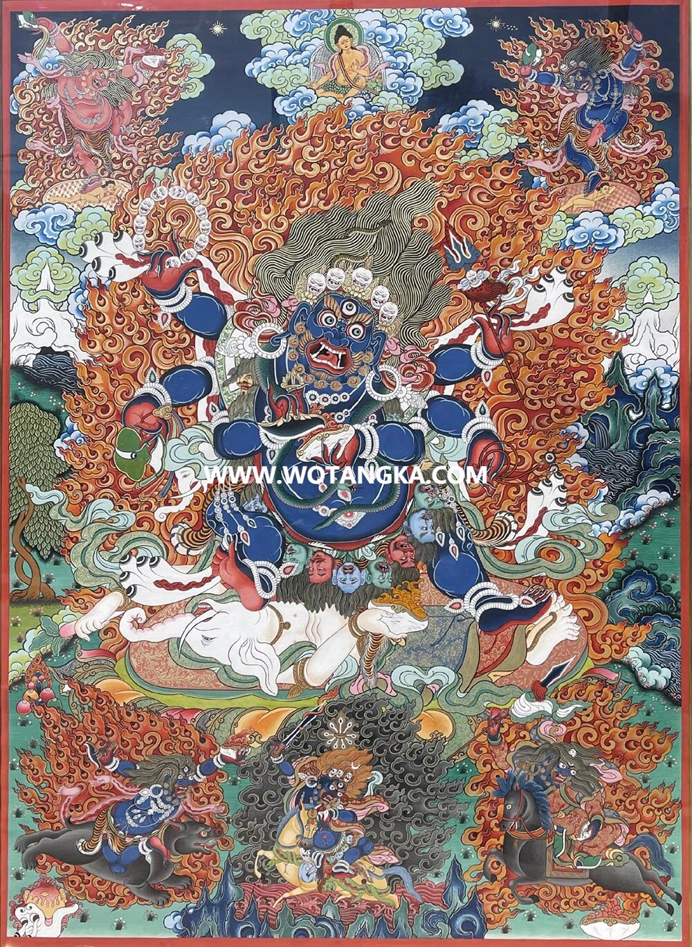 编号189-852967:彩绘唐卡-六臂玛哈嘎拉(100*70CM左右)