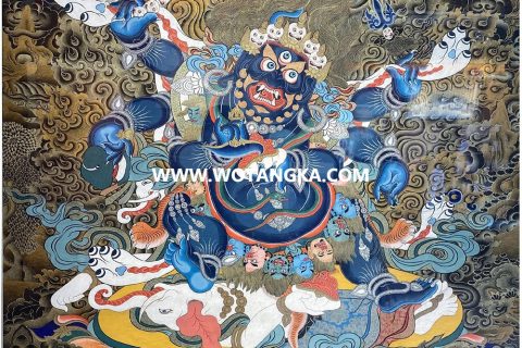 编号189-857296：黑金唐卡-六臂玛哈嘎拉（80*60CM左右）