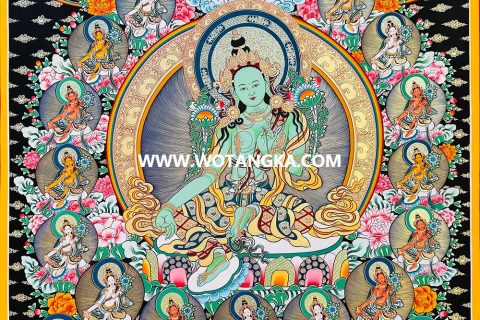 编号189-912465：彩绘唐卡-绿度母·二十一度母（100*70CM左右）