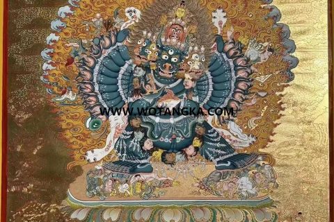 编号189-935482：黄金唐卡-大威德金刚（100*70CM左右）