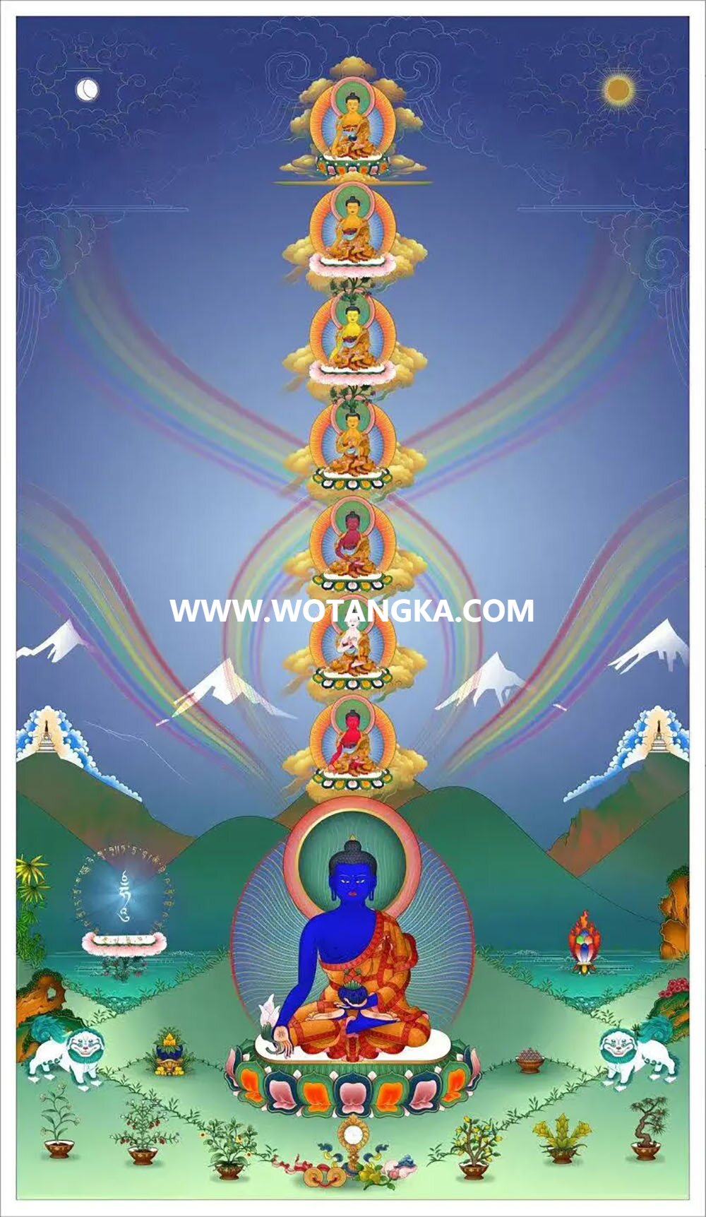 沃唐卡编号AC28125：药师七佛北斗七星仪轨