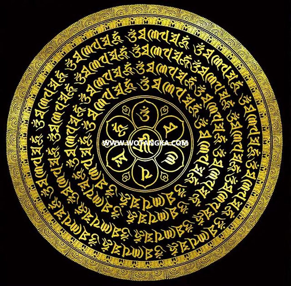 沃唐卡编号AC36815：六字真言咒轮