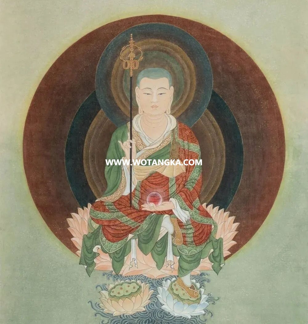 沃唐卡编号AC41347：地藏王菩萨