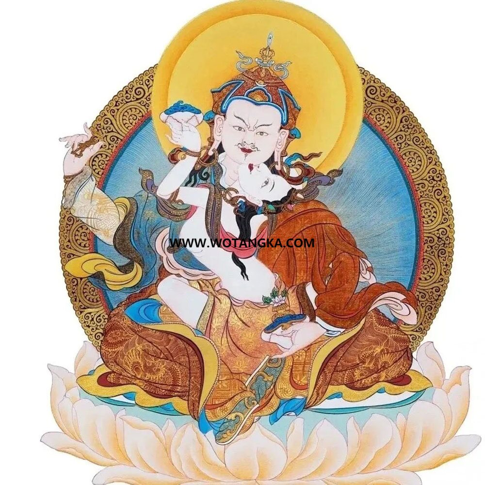 沃唐卡编号AC42457：莲花生大师双身相