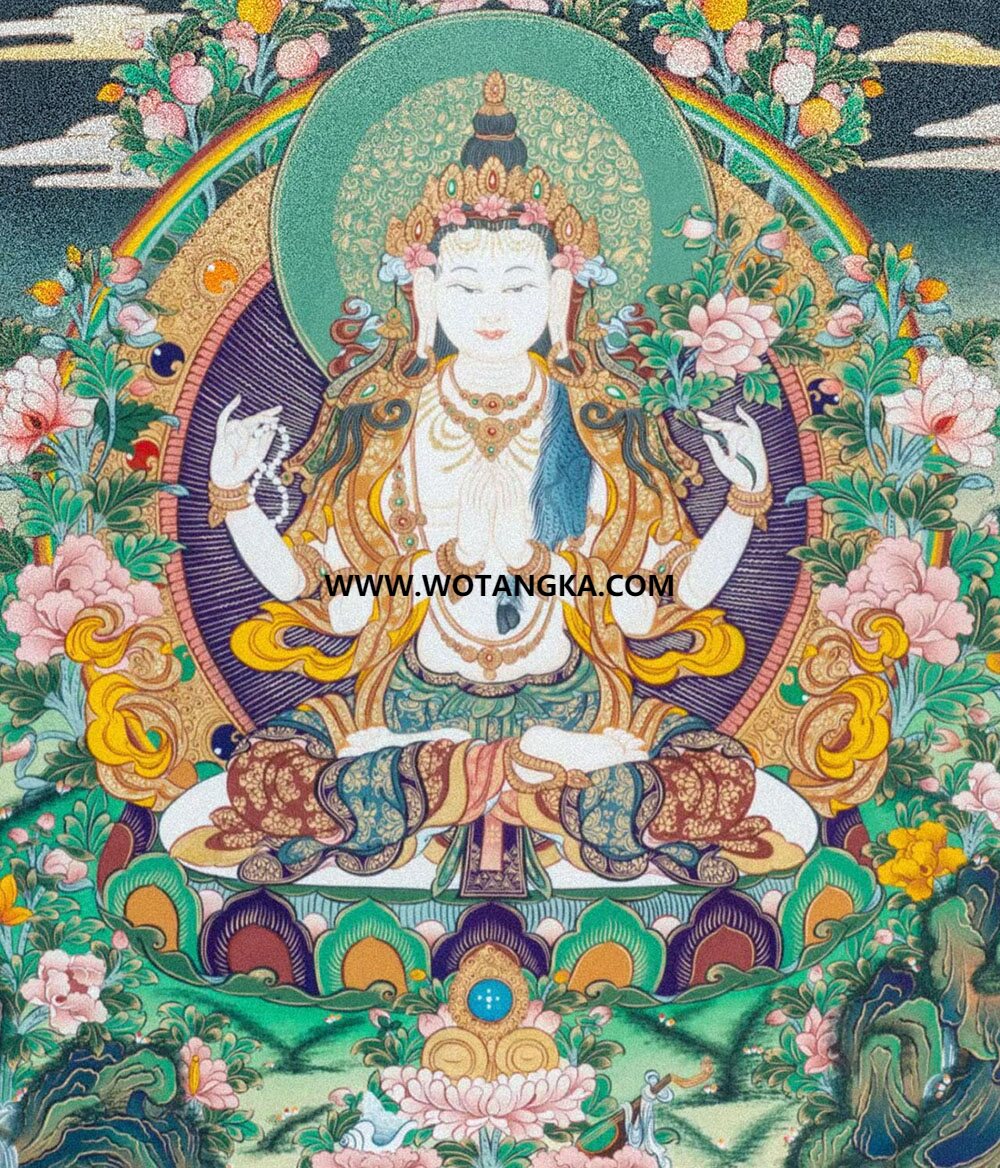 沃唐卡编号AC49247：四臂观音