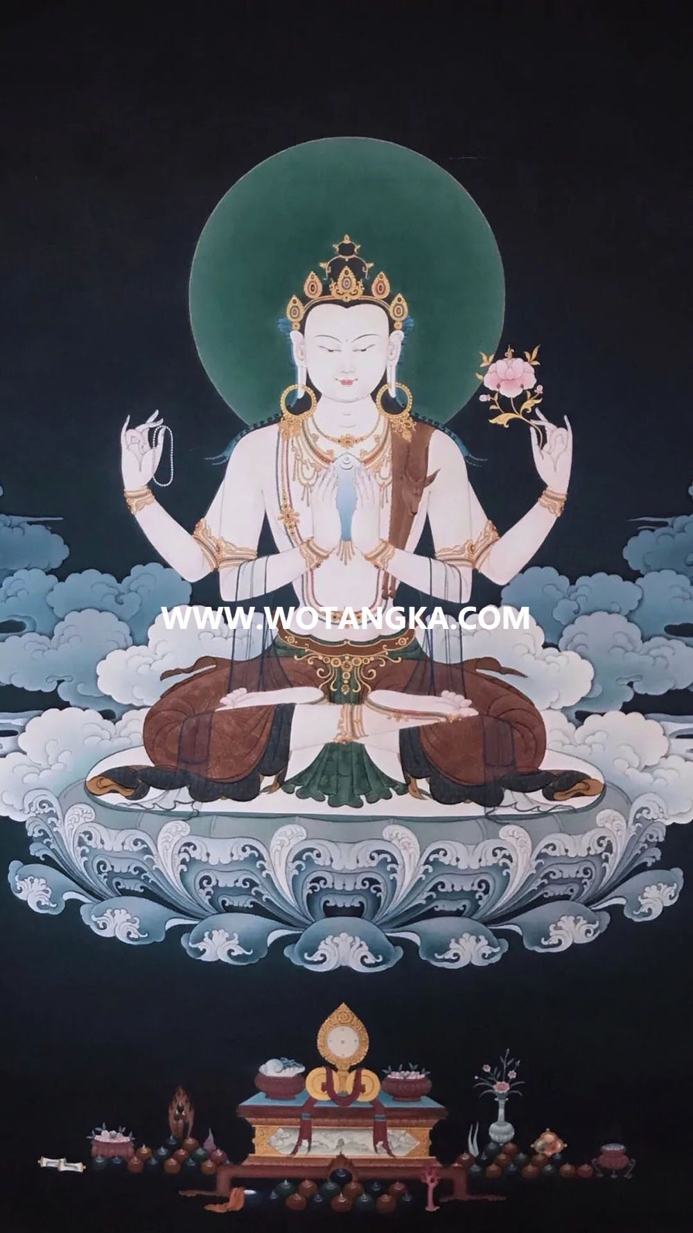 沃唐卡编号AC52678：四臂观音