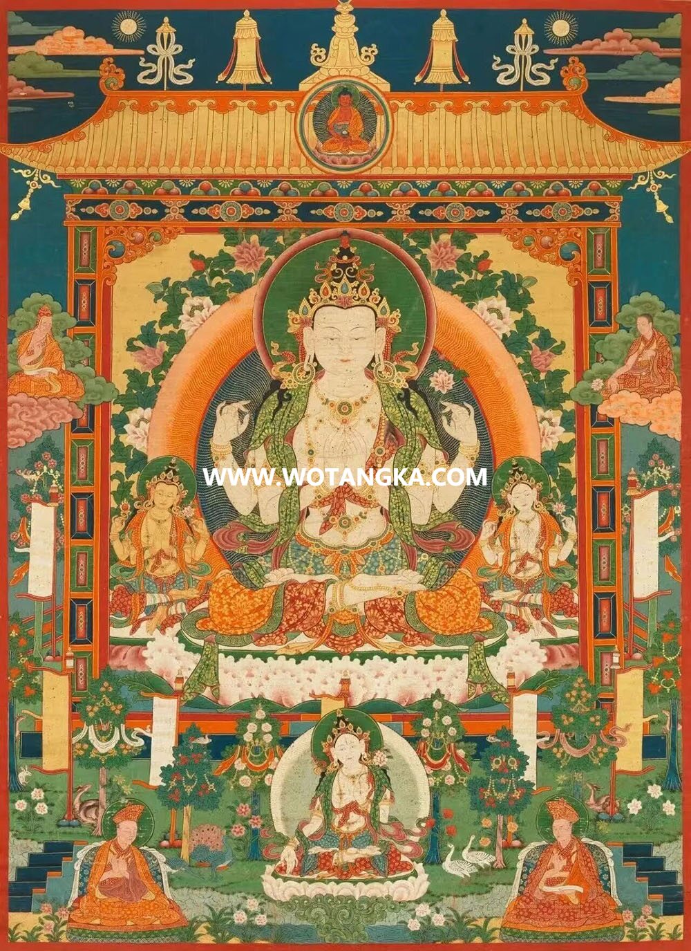 沃唐卡编号AC52728：四臂观音