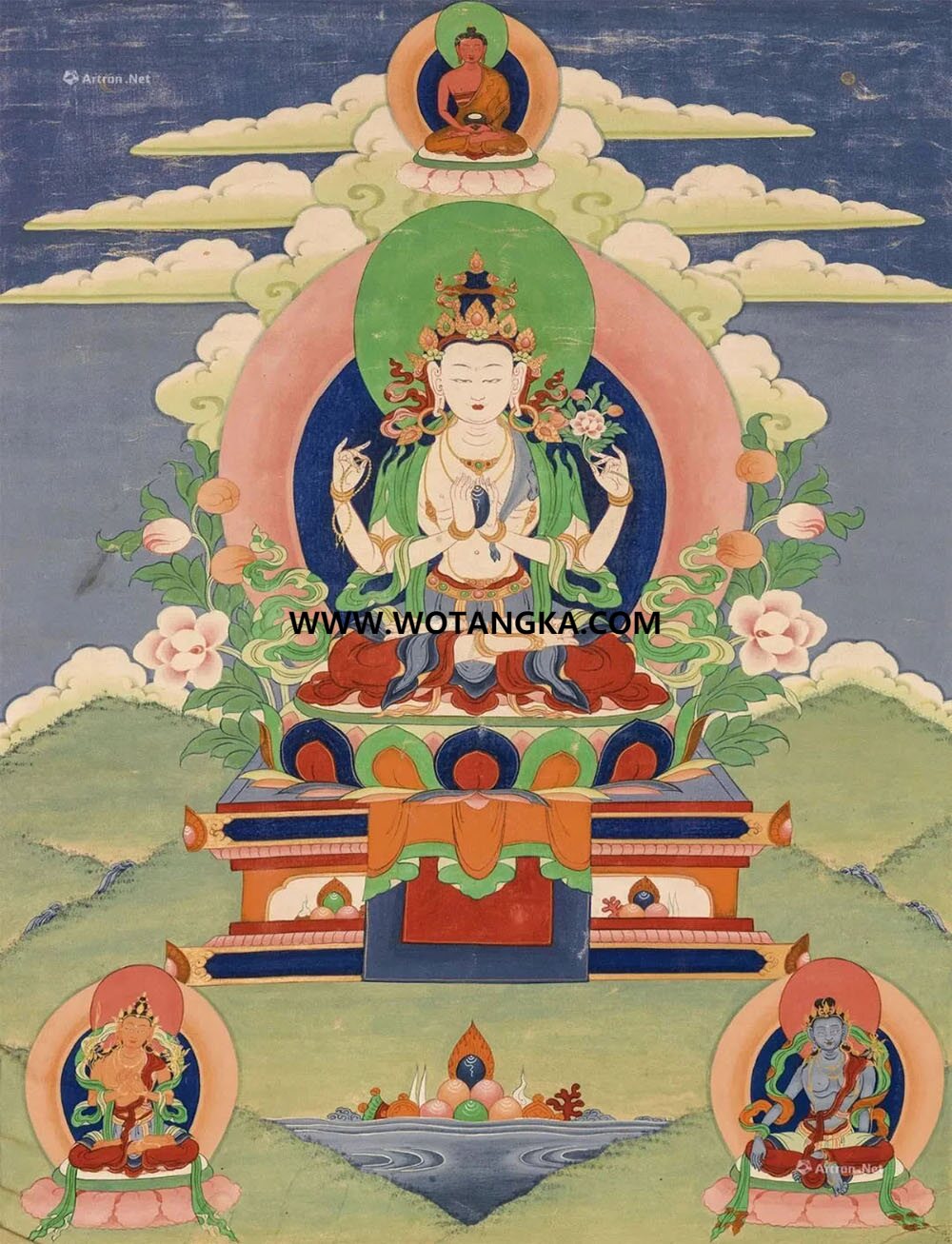 沃唐卡编号AC53568：四臂观音