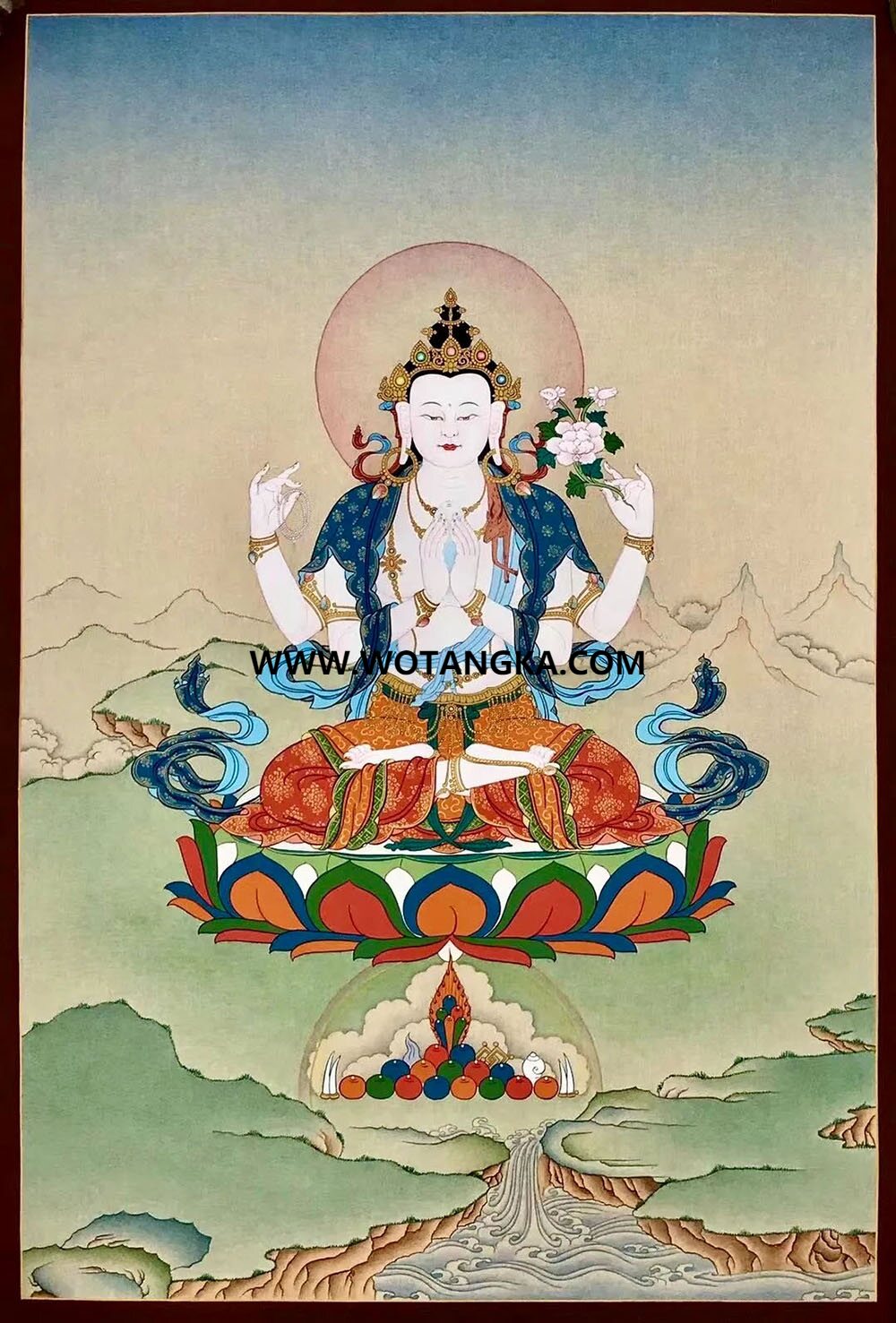 沃唐卡编号AC57934：四臂观音