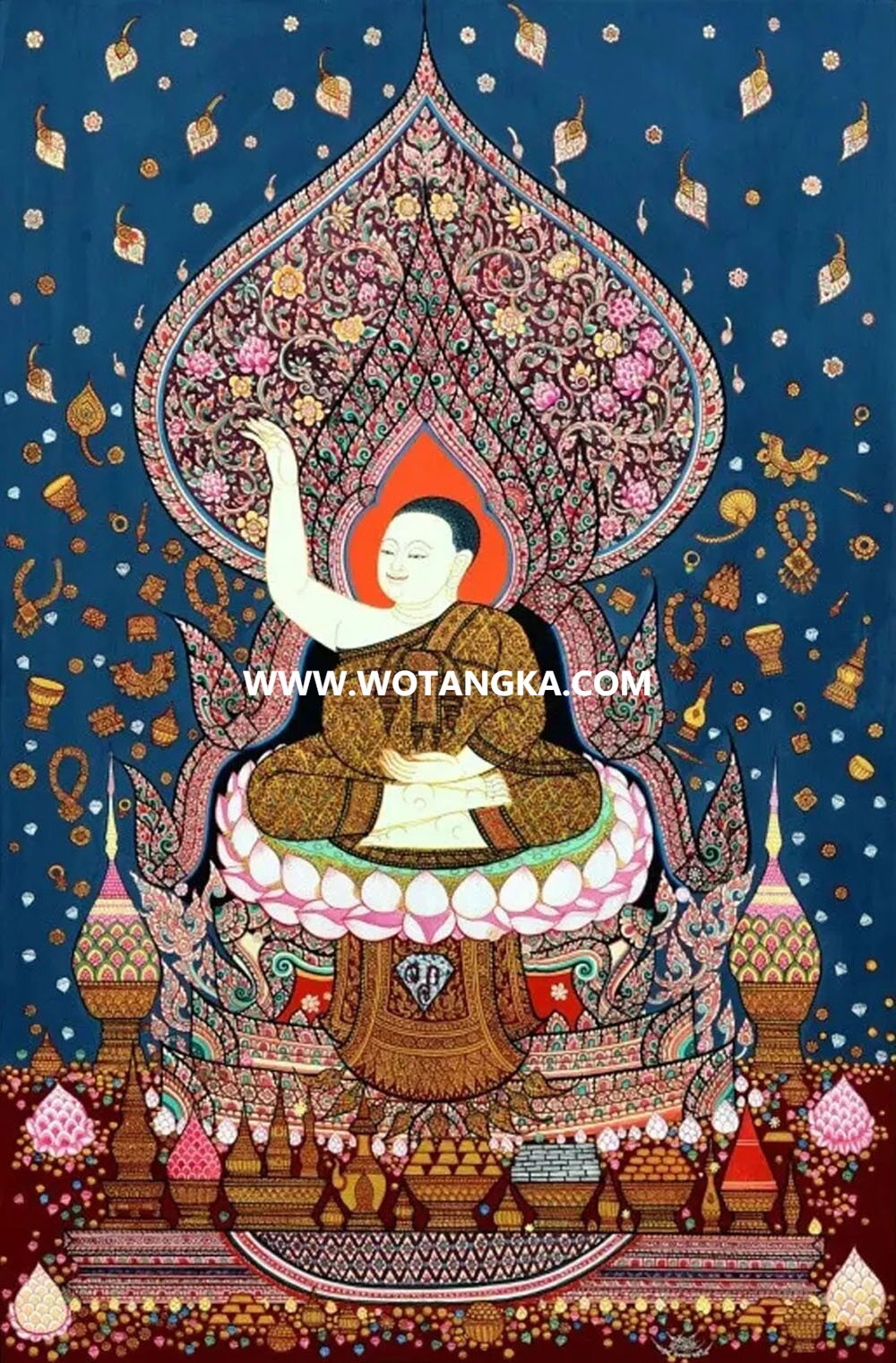 沃唐卡编号AC63841：阿罗汉迦旃延尊者心咒 (善加财)