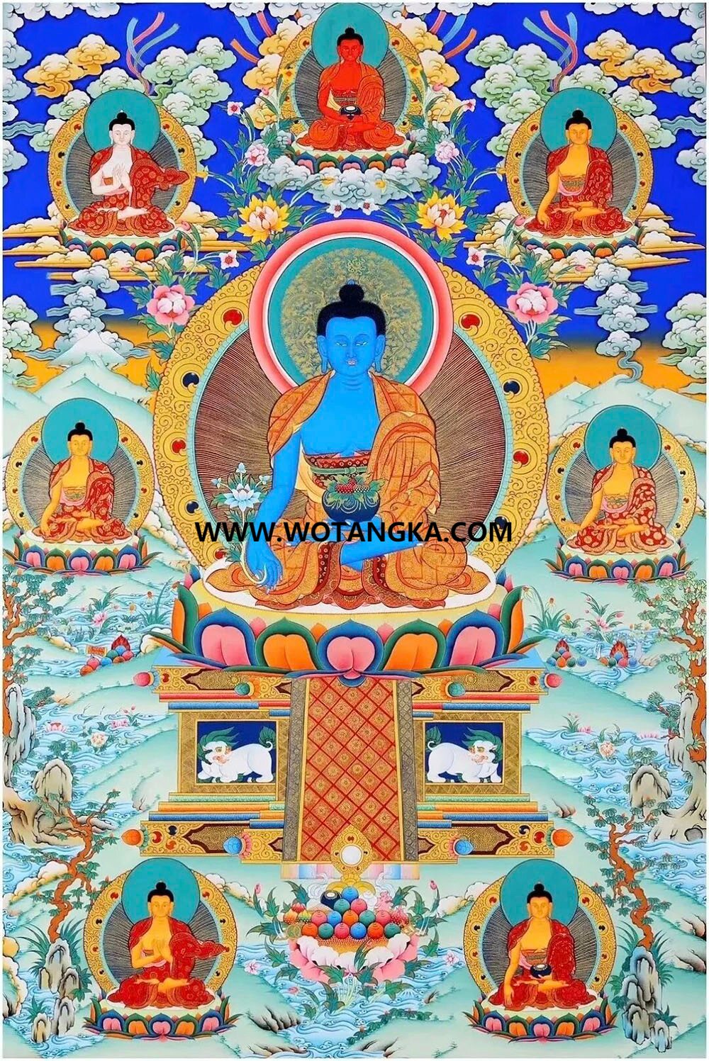 沃唐卡编号AC73359：药师七佛