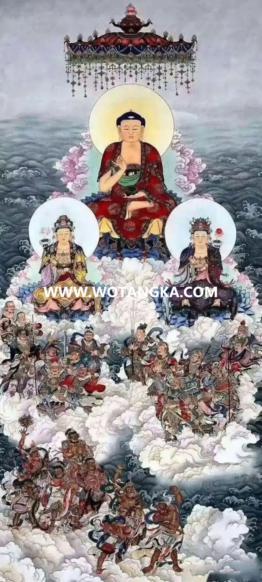 沃唐卡编号AC82461：药师佛东方三圣