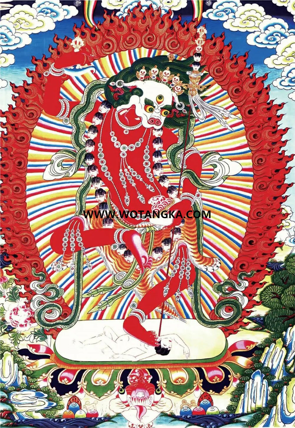 沃唐卡编号AC92578：红狮面空行母