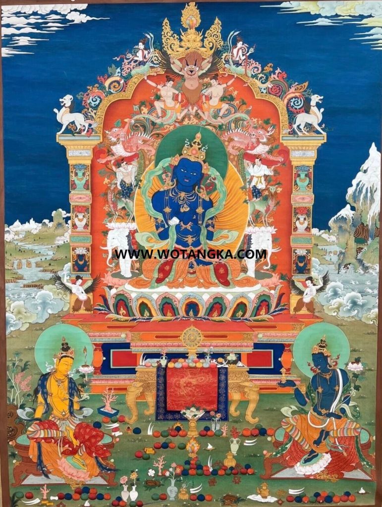 西藏-泽仁·画院：彩绘唐卡-金刚总持佛（90*60CM左右）