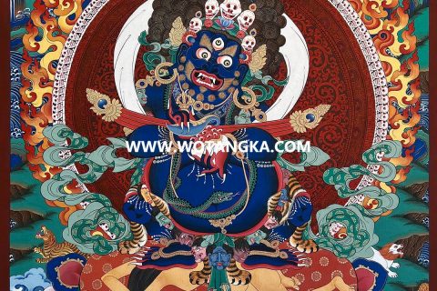 编号189-163563：彩绘唐卡-宝帐护法（40*30CM左右）