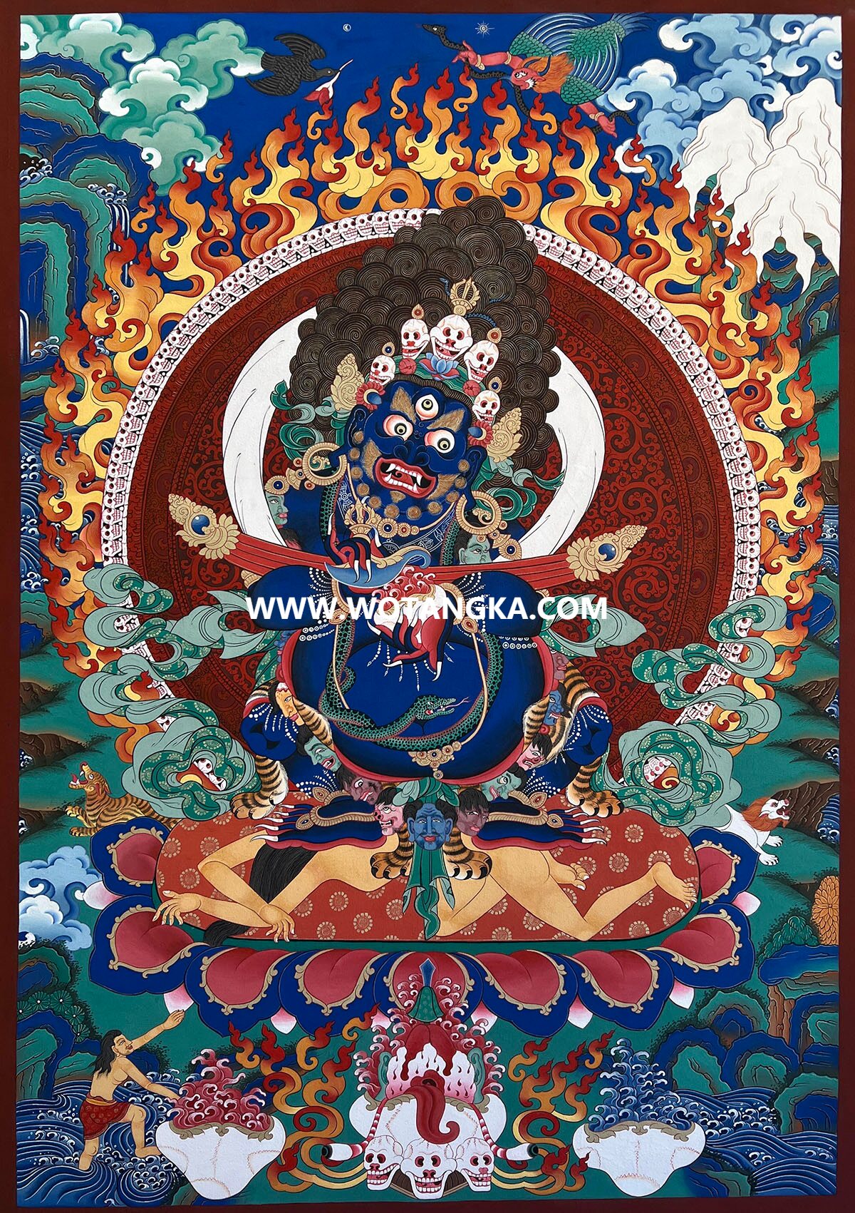 编号189-163563:彩绘唐卡-宝帐护法(40*30CM左右)