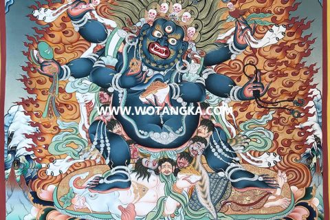 编号189-952784：彩绘唐卡-六臂玛哈嘎拉（60*45CM左右）