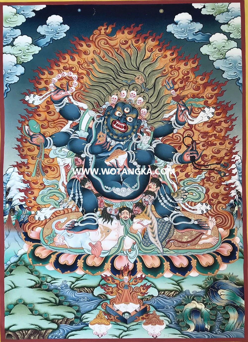 编号189-952784:彩绘唐卡-六臂玛哈嘎拉(60*45CM左右)
