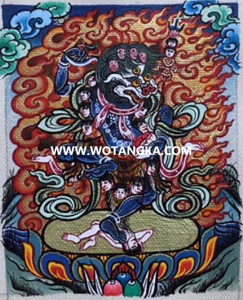 编号118-2563197：彩绘小唐卡-狮面空行母（长方形·5*4CM左右）