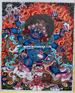 编号118-2917364:彩绘小唐卡-六臂玛哈嘎拉(长方形·5*4CM左右)