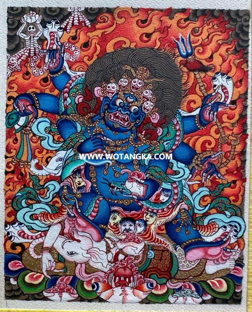 编号118-2917364：彩绘小唐卡-六臂玛哈嘎拉（长方形·5*4CM左右）