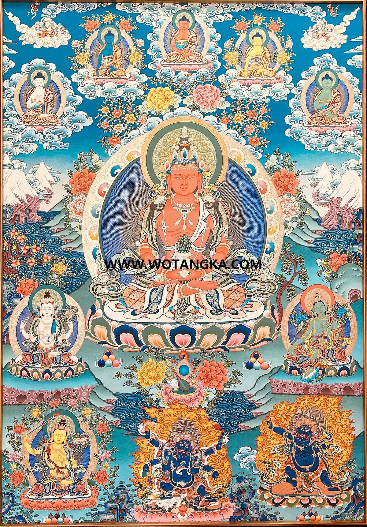 热贡-旦本加·画院:彩绘唐卡-长寿佛(100*70CM左右)