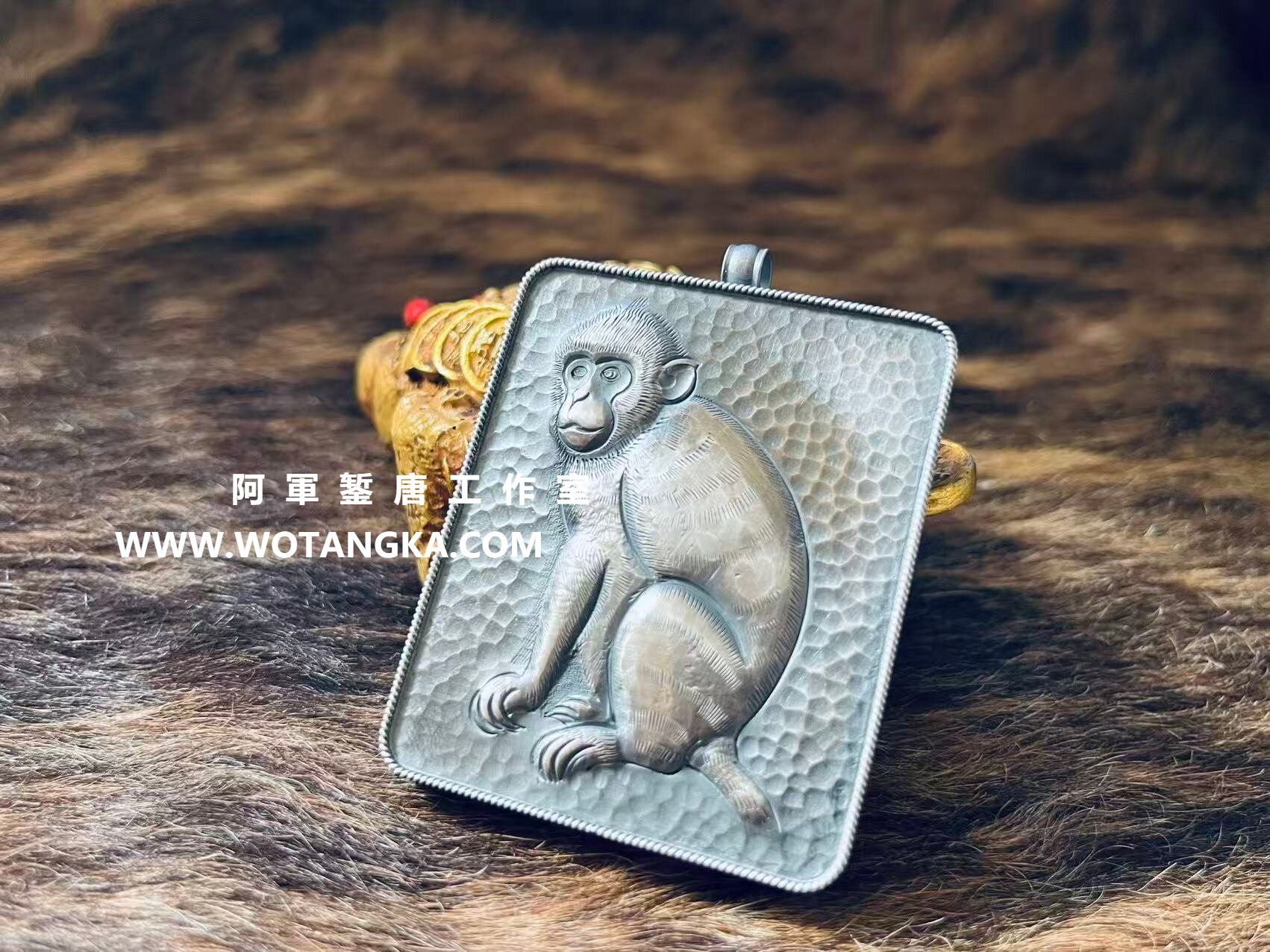 沃唐卡嘎乌盒编号Ghau2544:云纹十二生肖系列之申猴嘎乌盒