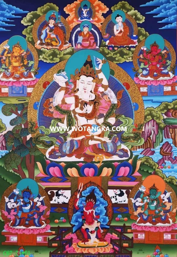 编号138-654886：彩绘唐卡-金刚萨埵双身相（74*51CM左右）